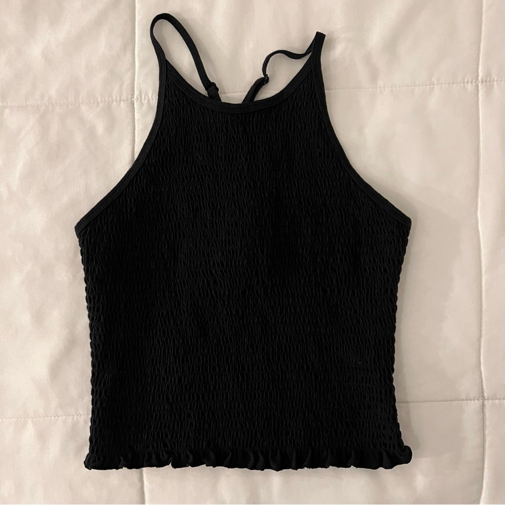 SO Black Halter Crop Top